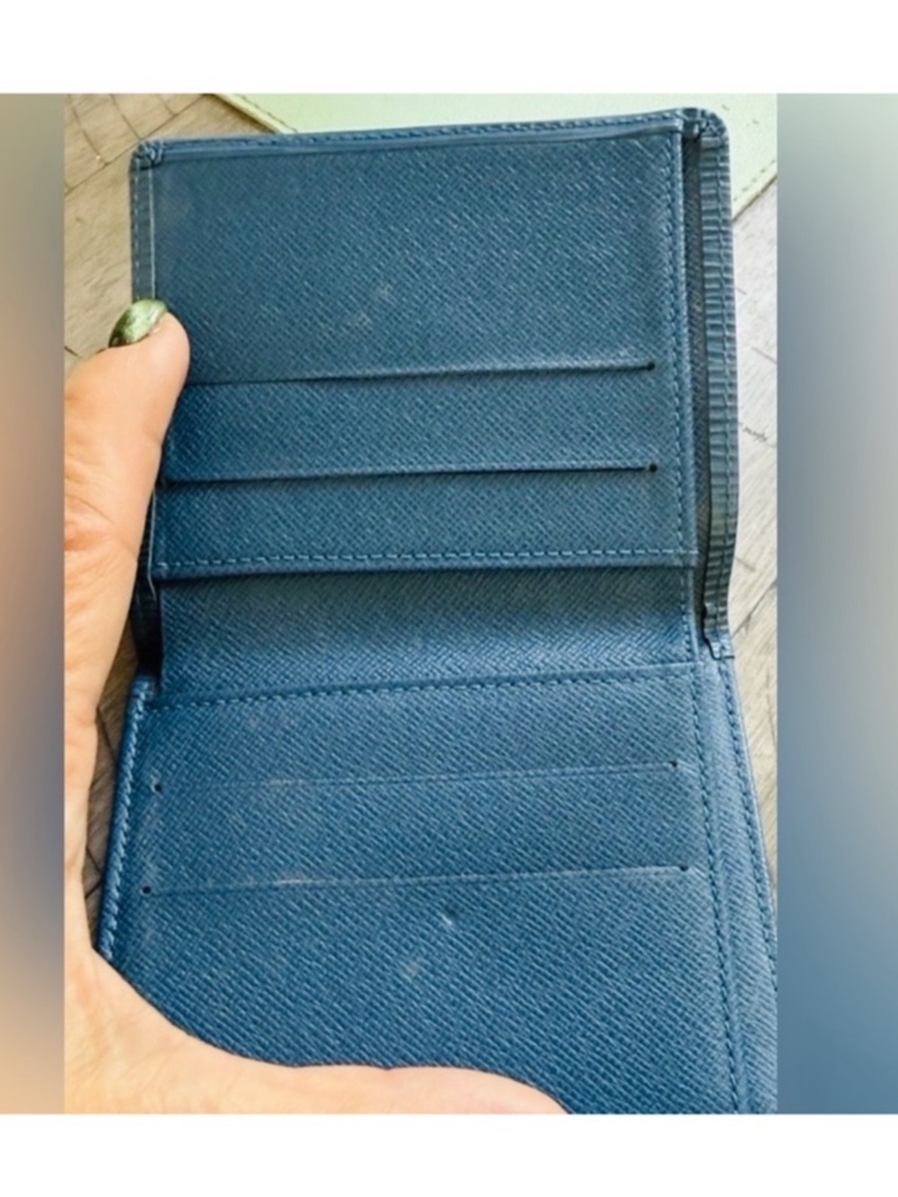 Authentic Louis Vuitton Textured Blue Wallet - Picture 5 of 8